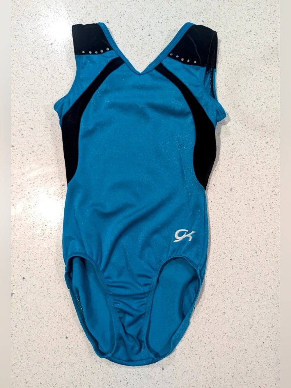BEAUTIFUL GK Elite AXS Extra Small Gymnastics Dance Leotard Mystique Teal STONES